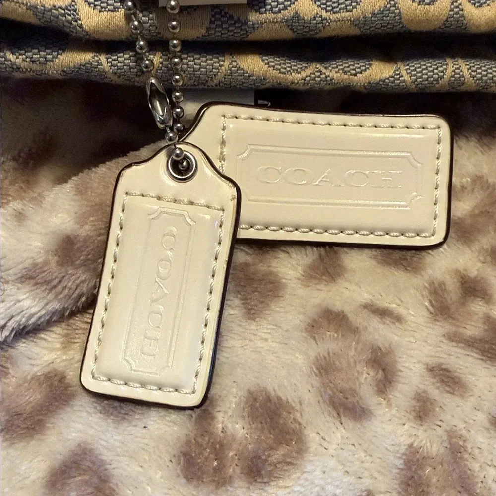 Coach Signature Canvas Shoulder Tote in Beige and Cream